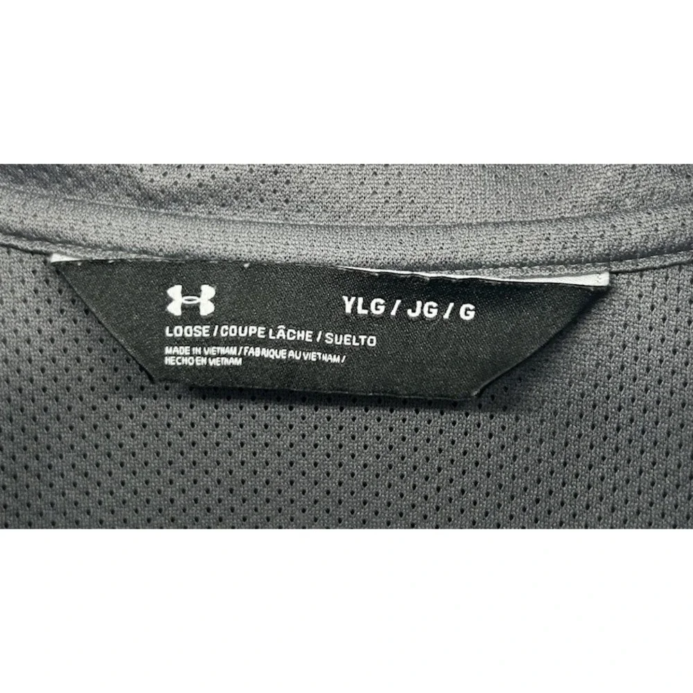 Under Armour Long Sleeve Quarter‎ Zip Pullover Windbreaker Gray Black Boys YXL